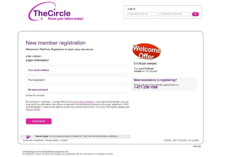 TheCircle Signup page